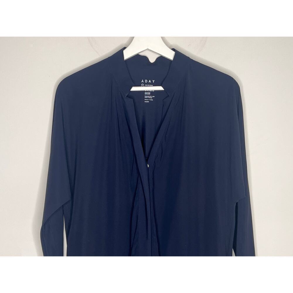 ADAY Something Borrowed Travel Nylon Blend Snap Front Midi Dress Navy Size M - Picture 3 of 9